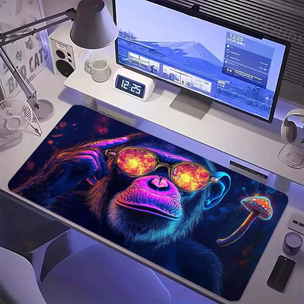 

Cyberpunk Chimp with Glasses Mouse Pad | Vibrant Neon Art Desk Accessory for Gamers & Creators” Mouse Pad