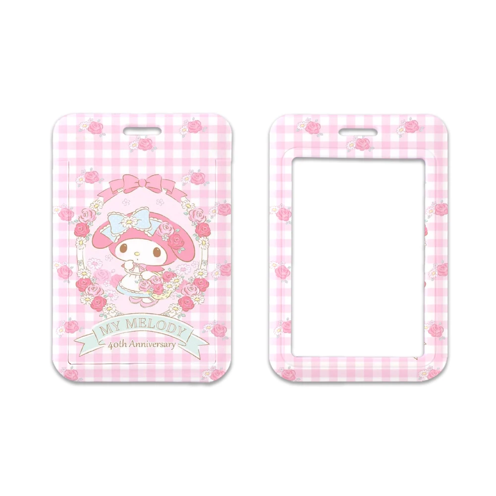 Sanrio My Melody สีชมพูสไตล์กระเป๋าเก็บบัตร S ที่แขวนบัตรมีเชือกคล้องคอที่ประตูบัตรเคสที่ใส่บัตรประชาชนกระเป๋าเก็บบัตรของขวัญสำหรับเด็กผู้หญิง