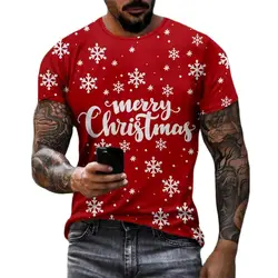 Santa Spaß Neujahr Party 3d gedruckt Männer und Frauen Urlaub Mode Kleidung Hip Hop Schneemann Kurzarm Rundhals-T-Shirt Tops