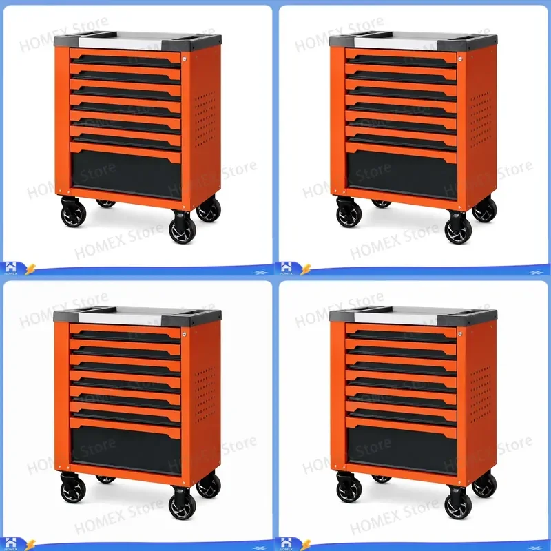 6 Drawer Rolling Tool Chest Cabinet Storage Organizer Cart with Tools for Garage Workshop Repair