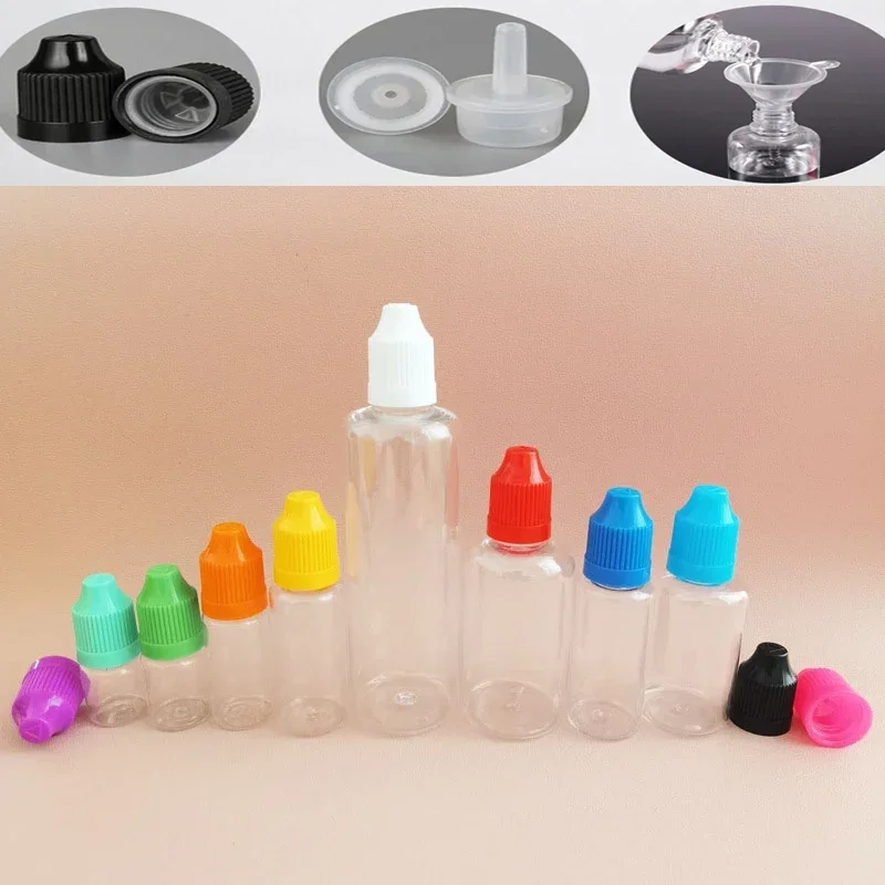 

100PCS 3ml-100ml Empty Plastic Reusable Dropper Bottles Travel Cosmetics container with Childproof Cap DIY Perfume Craft Vials