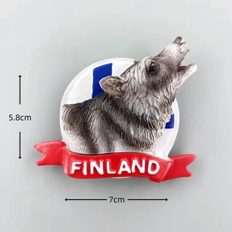 Nordic Finland 3D Fridge Magnet Aurora Elk Wolf Bear Helsinki Rovaniemi Tourist Refrigerator Magnet Home Decor Gift