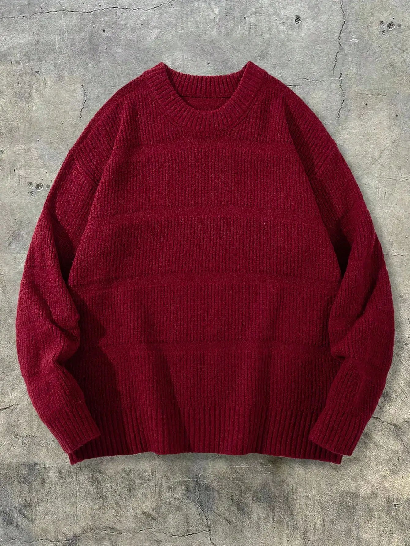 Spring, Autumn, and Winter Styles for Men and Women, Street Casual Simple Solid Color Japanese-Style Loose Casual Round-Neck Long-Sleeve Pullover Knit Top