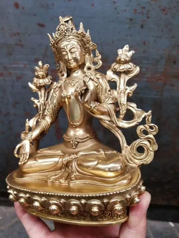 

Tibet Bronze Bodhisattva Tara (white) Kwan-yin Chenrizg Buddha lucky Statue