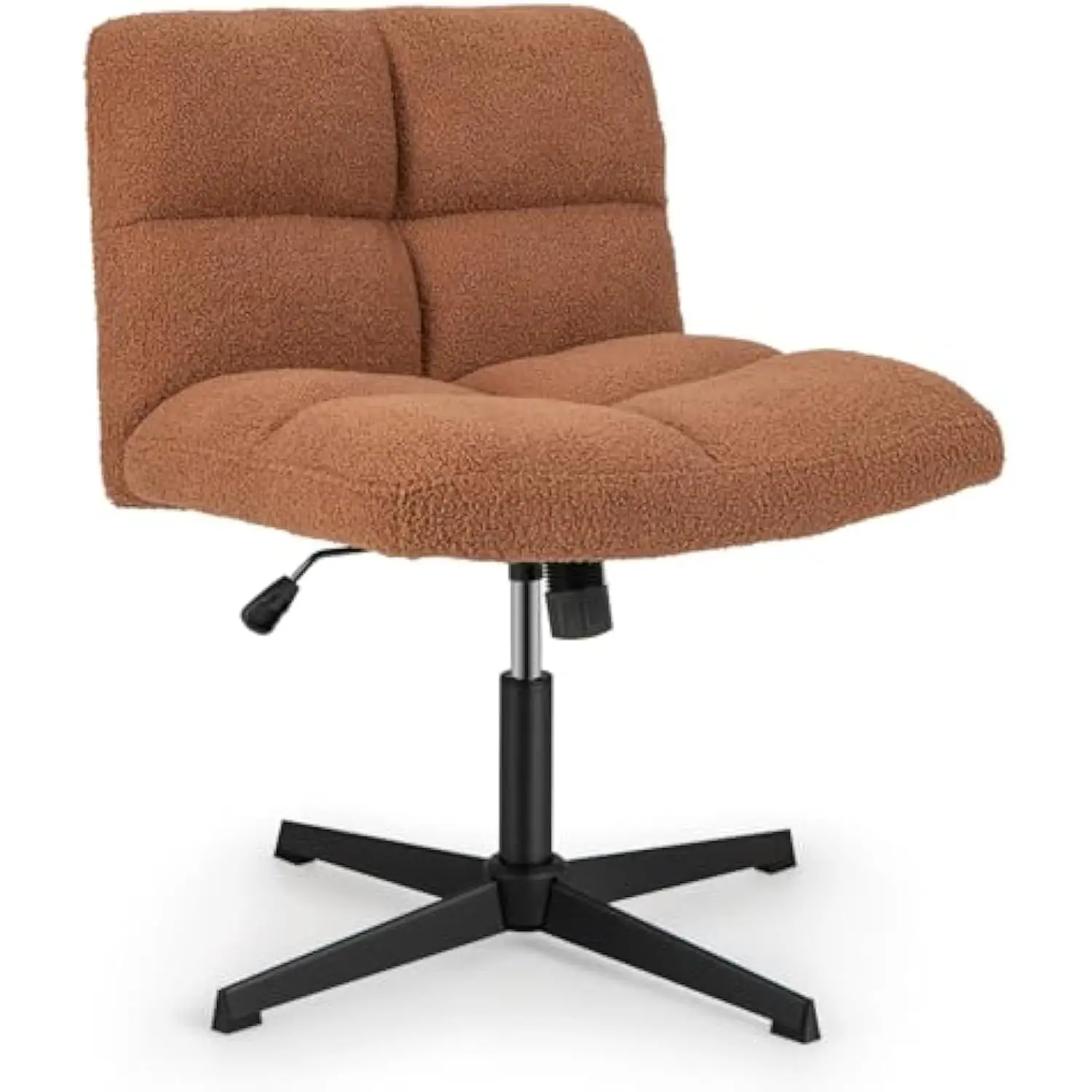 

Cross Legged Office Chair, Armless Wide Seat Swivel Desk Chair No Wheels, Height Adjustable Mid Back Computer Task Chair, Mode