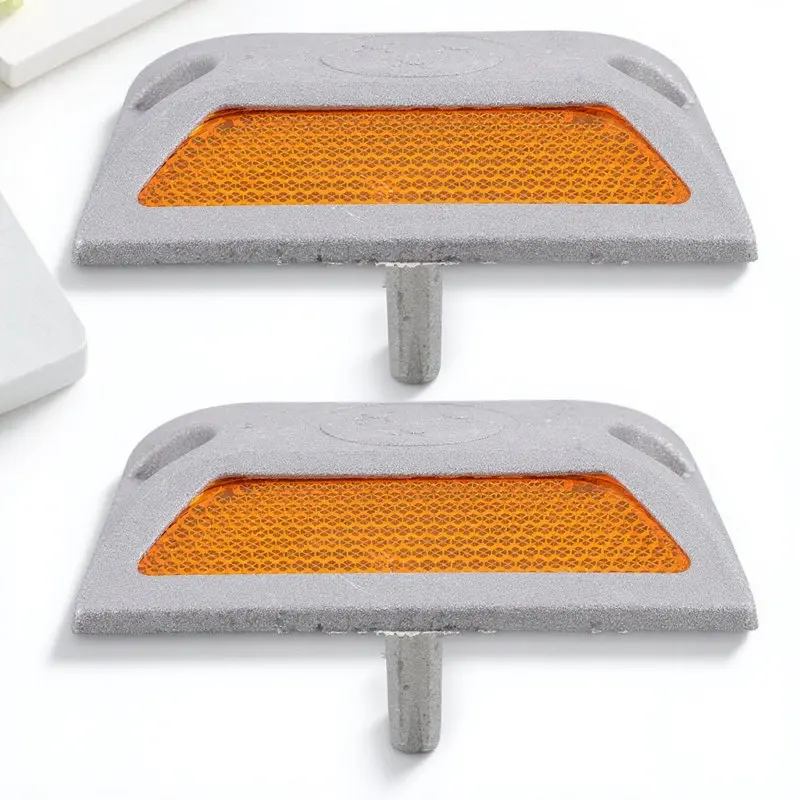 

2Pcs Aluminum Reflective Road Markers Driveway Lane Marker Pavement Studs High Visibility in Dark Bad Weather