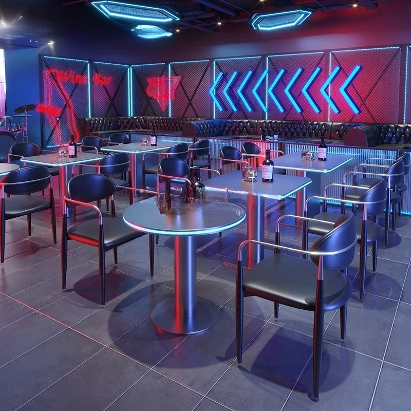 

Customized commercial bar sofa clear bar table and chairs loose table combination music bistro luminous table high bar chair