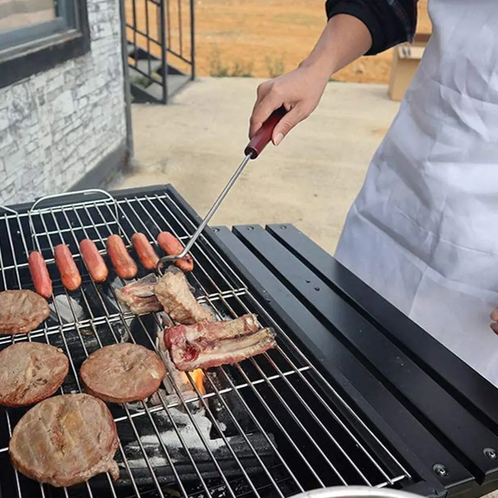 

2Pcs Heat proof H Meat Fork Hooks Portable Turner Wood Steak Flipper BBQ Camping Tools Grilling Kitchen Gadgets