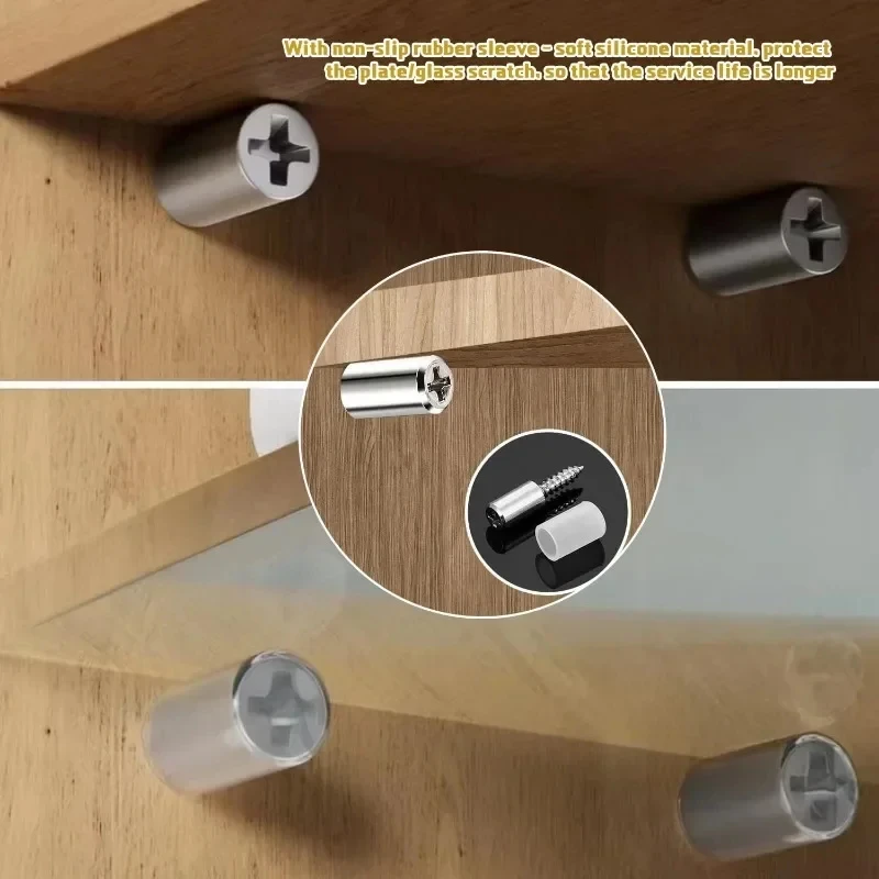 Selbstschneidende Regalstützstifte mit rutschfester Gummihülse harte Trennnägel zur Montage von Glas und Laminatregalen Kleiderschränken Küchenschränken Aufbewahrungsmöbeln abriebfestes Befestigungszubehör einfache Mon – Detail 10