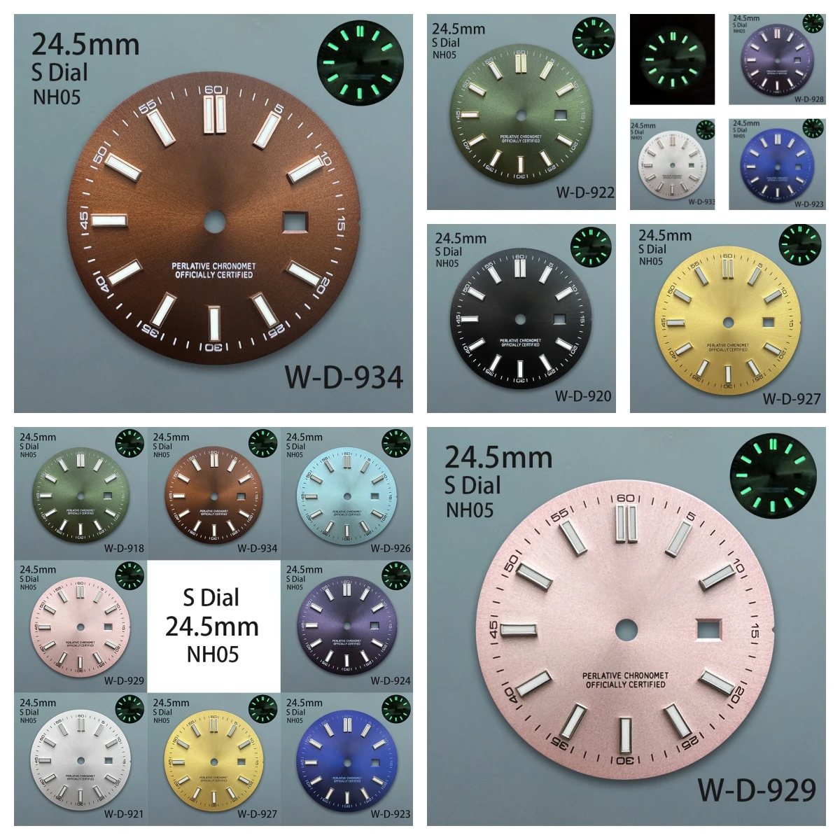 

24.5mm S Logo Sunray Dial Fit NH05 Japan Movement Green Luminous High Quality Ladies Dial Watch Modification Accessories
