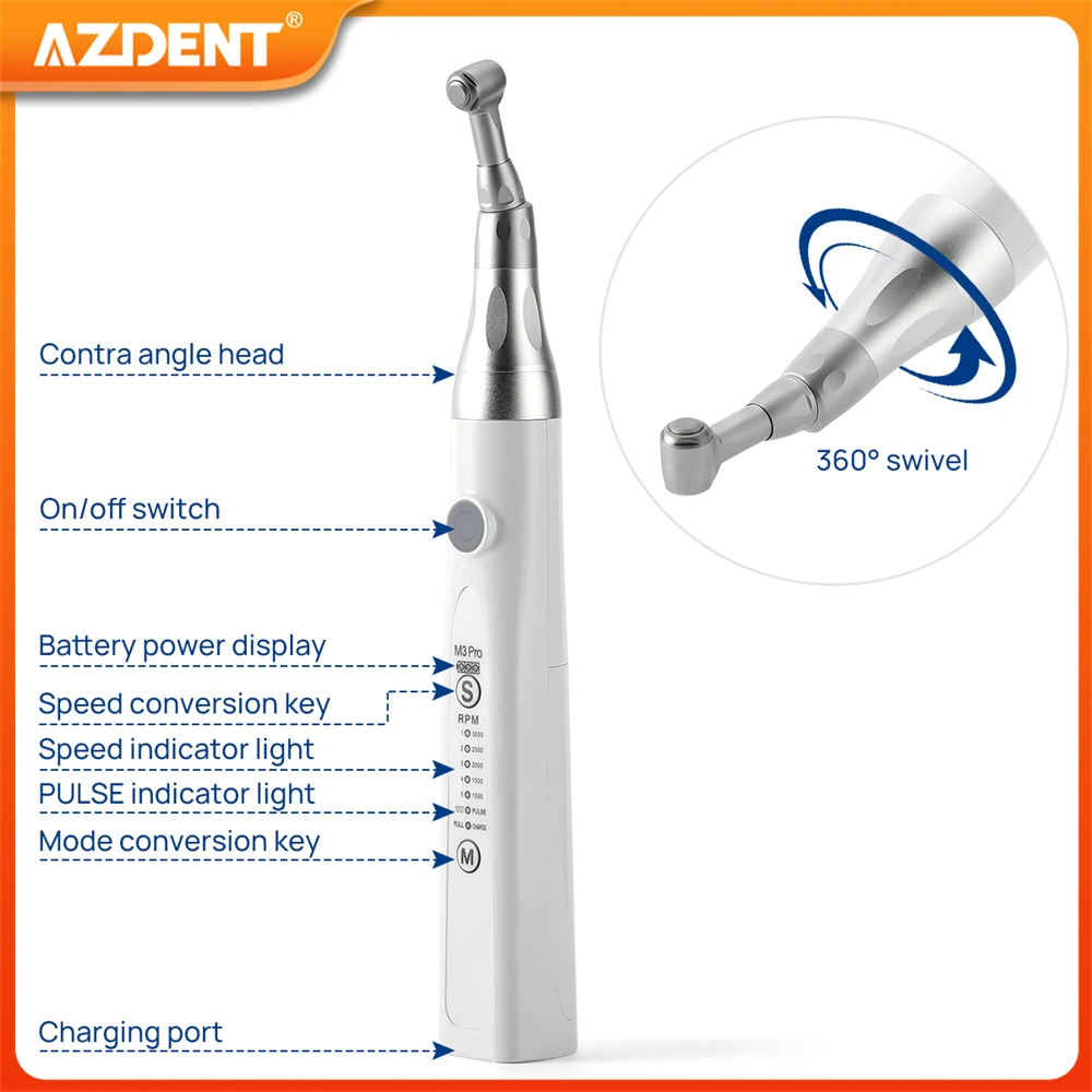 Dental Prophy rękojeść bezprzewodowa AZDENT elektryczny czyszczenie zębów silnik polerski z Prophy kąty szczotki narzędzia do czyszczenia zębów