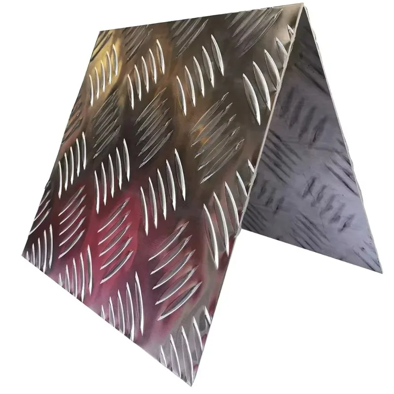 Embossed 5 Bars Aluminum Diamond Plate 1-3mm, Non-Slip Checkered Alloy Sheet for Boat & Decorative Floor