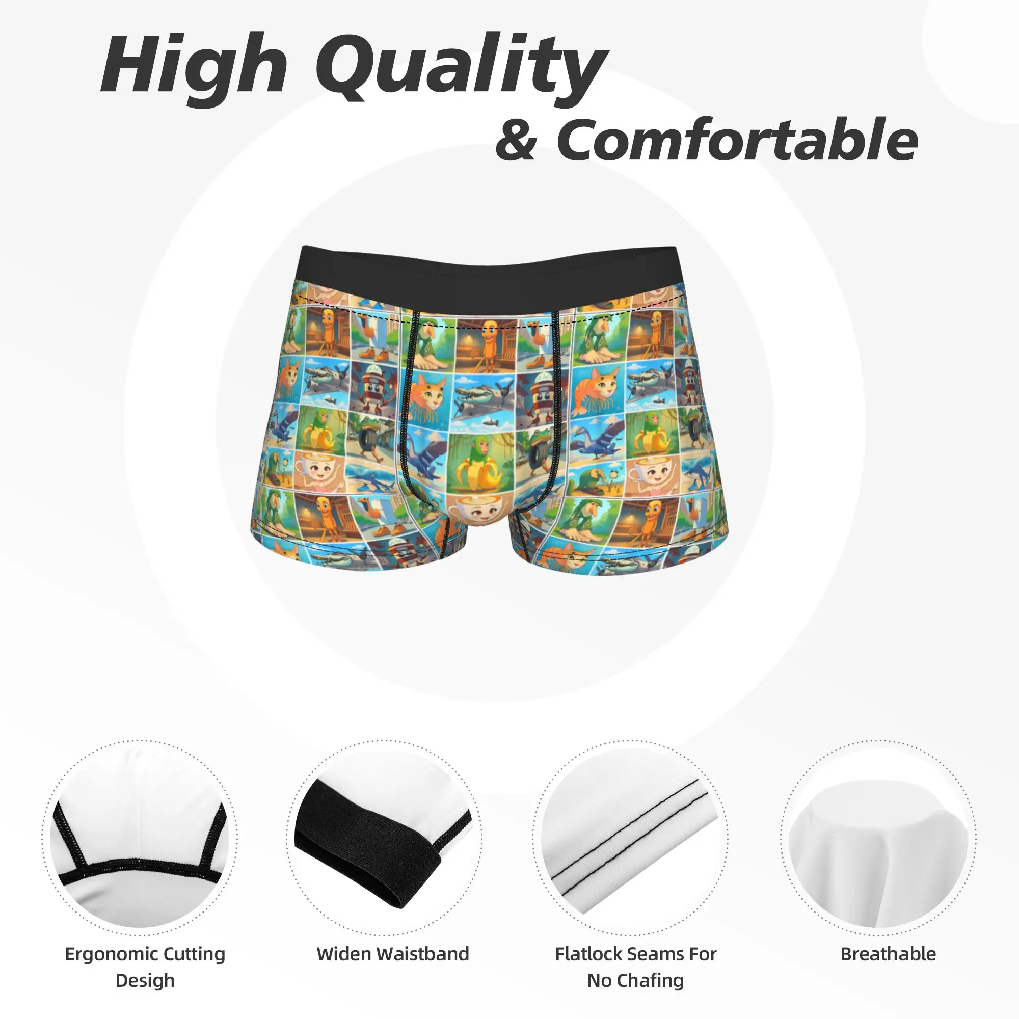 أنواع الملاكم الموضة شخصيات الدماغ الإيطالية السراويل سراويل ملخصات الرجال الملابس الداخلية مضحك ميمي لينة السروال أوم M-XXL