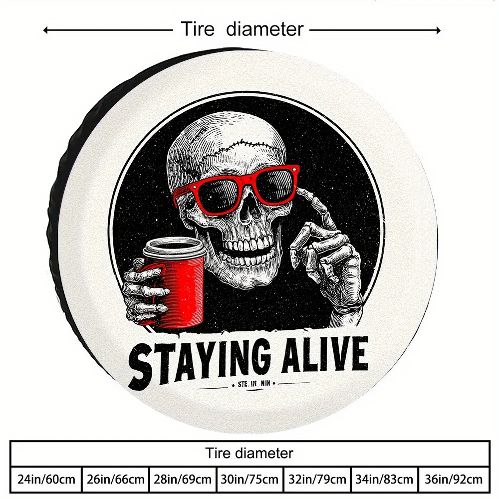 Trendy Cool Skull American-Style Pattern Tire Cover, Suitable For Coupes, Convertibles, Modified Cars, And Street Cars, Featurin