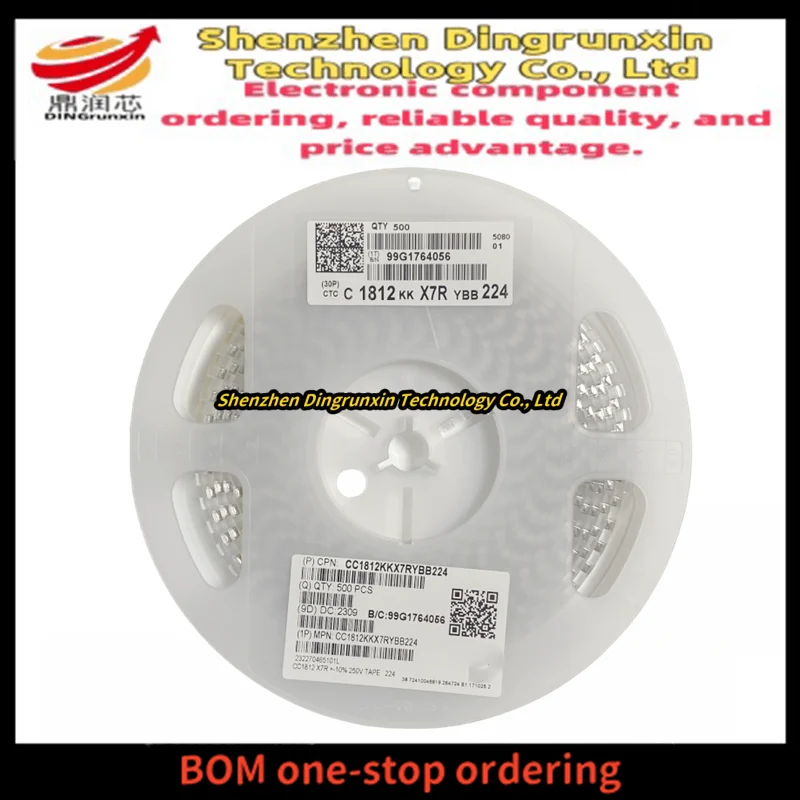 

Surface mount capacitor 1812 220NF 250V 500V 630V 10% X7R high voltage whole disk 500 pieces