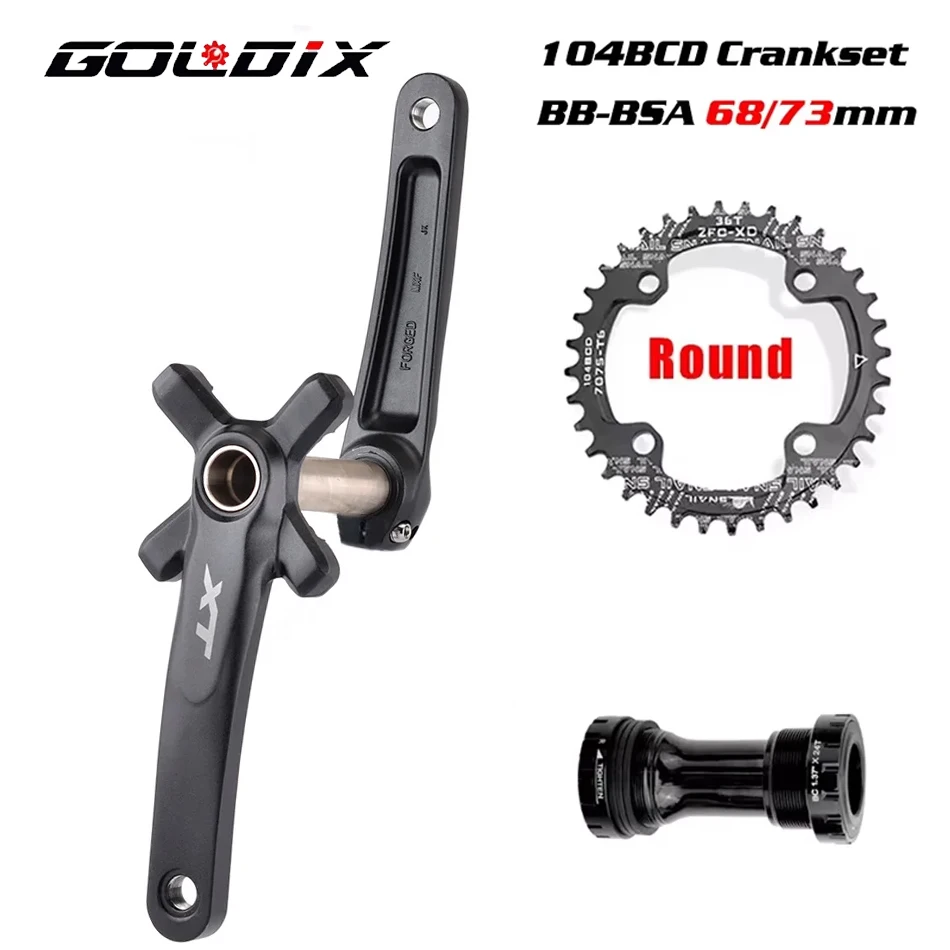 

GOLDIX XT 104BCD MTB Crankset - 170/175mm 32-42T Black Round/Oval Chainring Aluminum Alloy Crank，Bottom Bracket