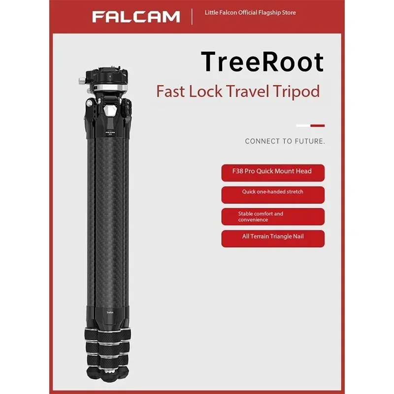 FALCAM 4301 R141K-320P/T00A4302 R141K-A130 TreeRoot Quickloc ترايبود ألياف الكربون المحمولة المهنية التصوير كاميرا ترايبود