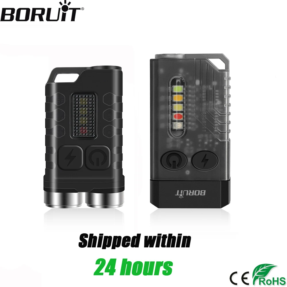 

BORUiT V3/V10 EDC Flashlight Portable Mini Keychain Torch USB Rechargeable Work Light With Magnet UV Beep Camping Pocket Lantern