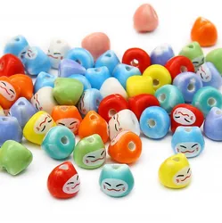 10pcs/lot 10x9mm Cute Red Cartoon Ceramic Printing Lucky Cat Beads Handmade DIY  Earrings Headwear Bead Material