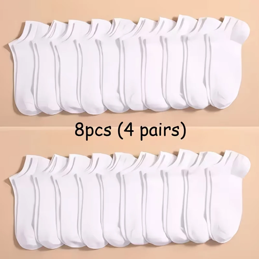 4 Pairs of Breathable Low-Cut Summer Boat Socks, Suitable for Women and Men, Lightweight Socks, a Travel Essential image 3