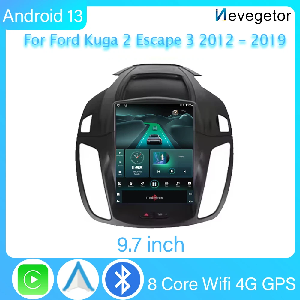 

9,7 дюймовый Android 13 автомобильный Dvd-плеер для Ford Kuga 2 Escape 3 2012-2019, автомобильное радио, стерео, головное устройство, мультимедийный навигатор