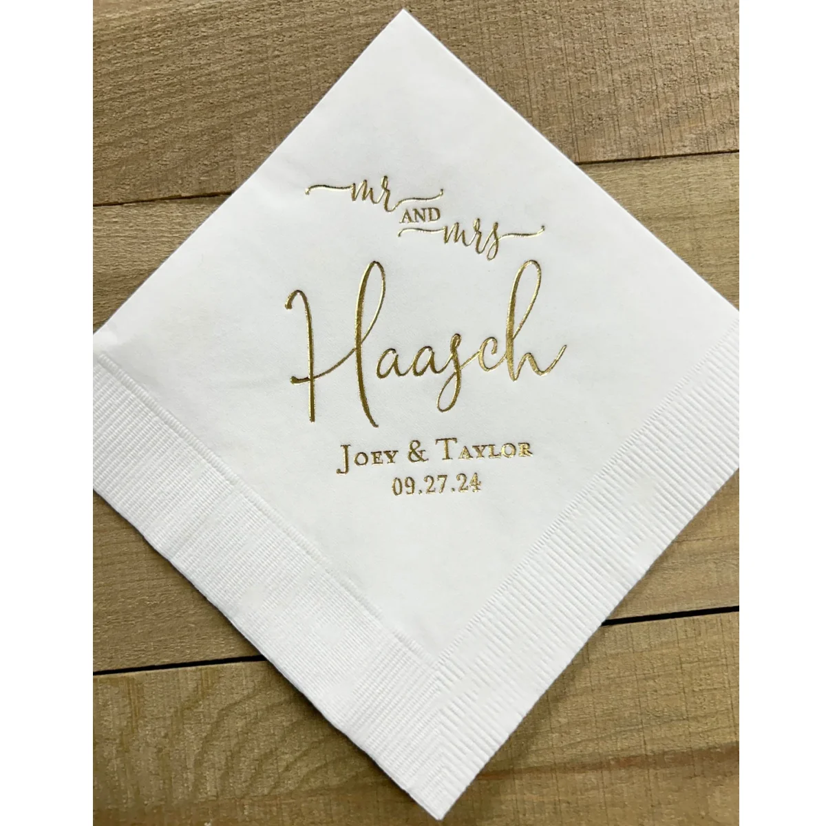 Personalized Mr & Mrs Mr and Mrs Wedding Napkins Custom Monogram Beverage Cocktail Cake Dessert Appetizers Luncheon Dinner Guest