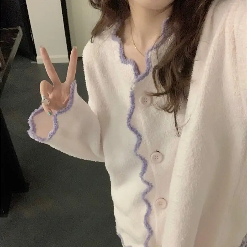 

Домашняя одежда из кораллового флиса, женские пижамы, одежда для дома, фланелевая ночная рубашка, костюм, осенне-зимний студенческий однотонный пижамный костюм для девочек