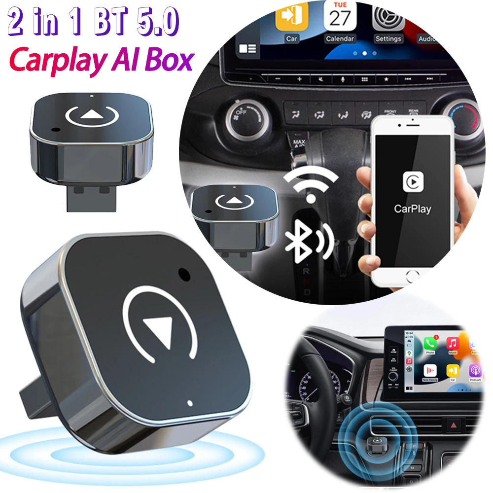 Caja/adaptador inalámbrico Android Auto Carplay, caja Carplay AI, conexión automática, Dongle USB inteligente para iPhone y Android, coches con cable de fábrica