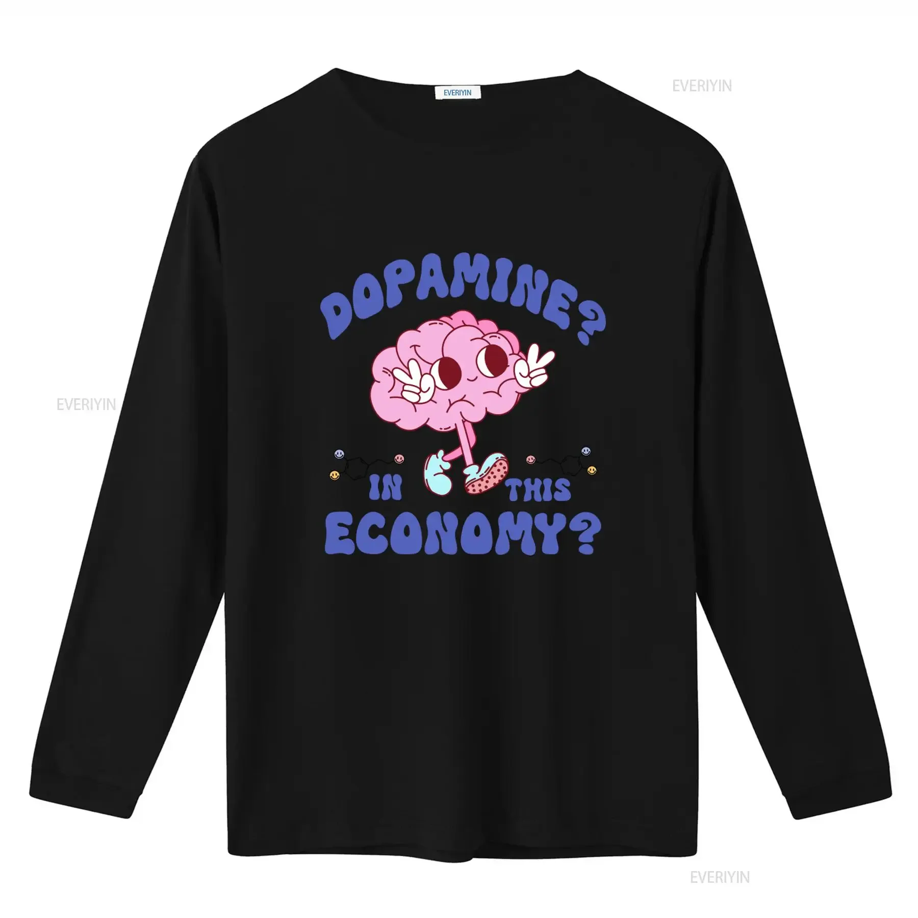 Dopamine In This Economy T Shirt Funny Brain Design for Deficiency Club Chasing Serotonin vintage Washed Slightly Versatile