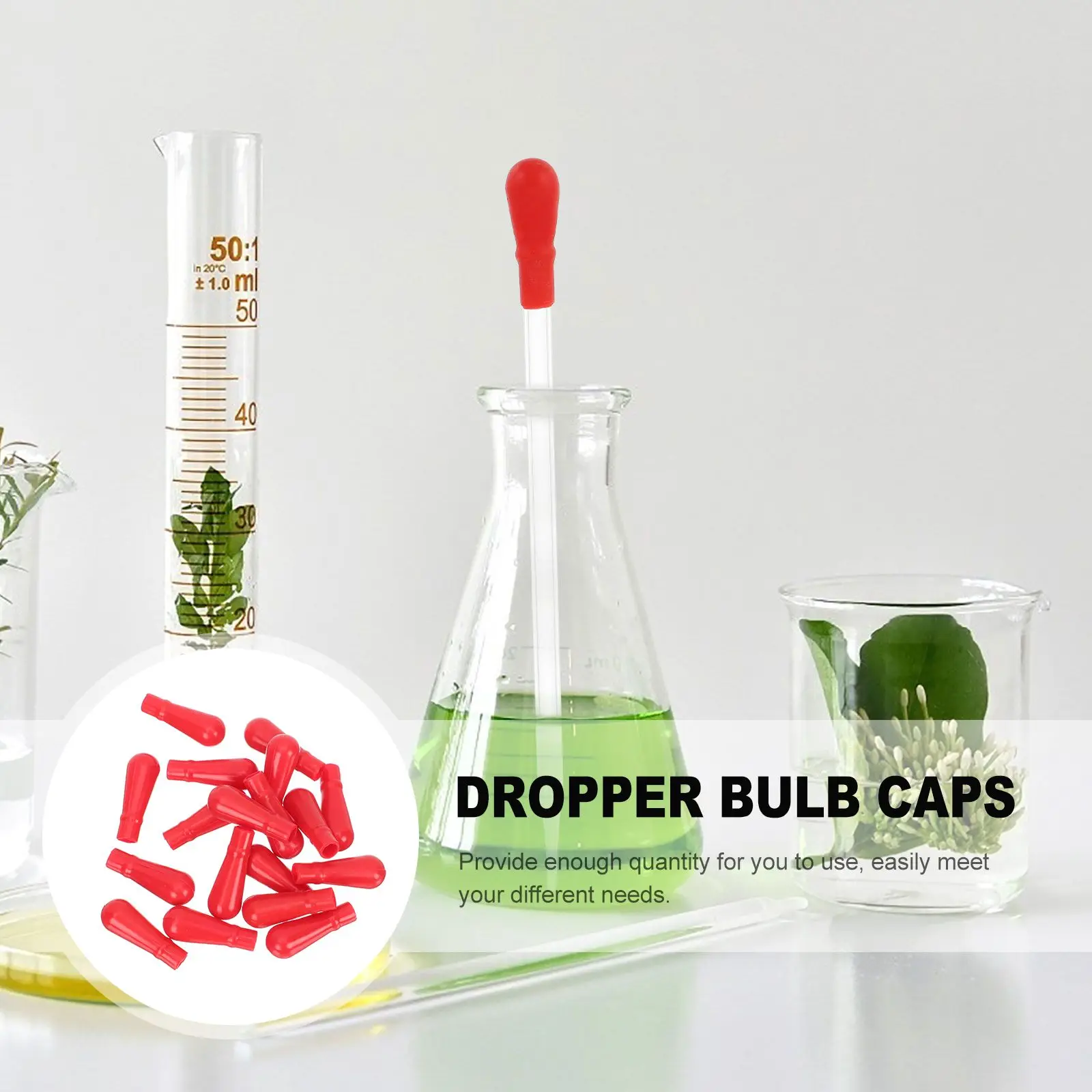 50pcs Glass Plug Squeezable Silicone Caps Lab Pipette Tools Rubber Pipette Dropper Caps Bulb Tips Replacement