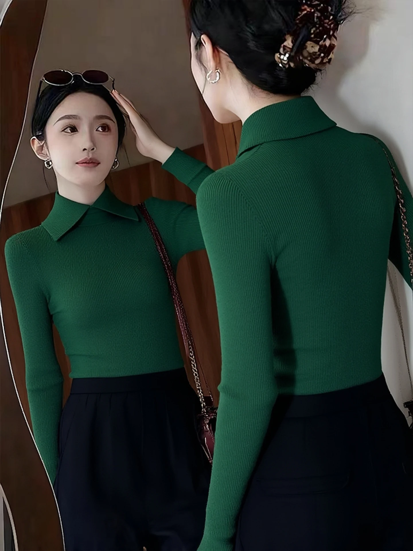 

Женская утепленная трикотажная кофта с длинным рукавом для похудения, модная, универсальная, зимняя коллекция 2025, в корейском стиле, для повседневной носки