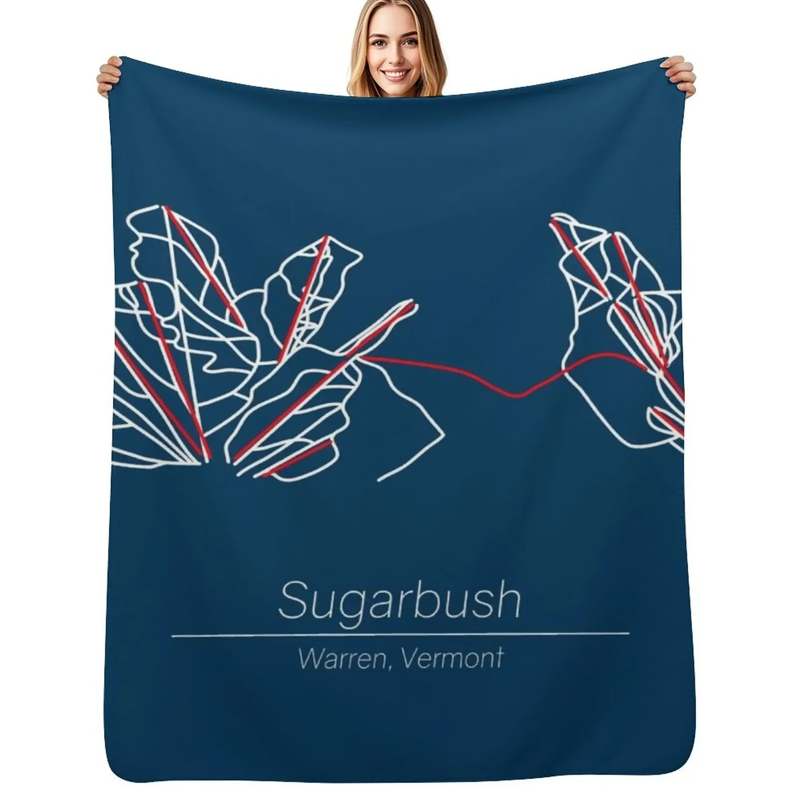

Sugarbush Trail Map Throw Blanket funny gift Vintage warm for winter Cute Blanket