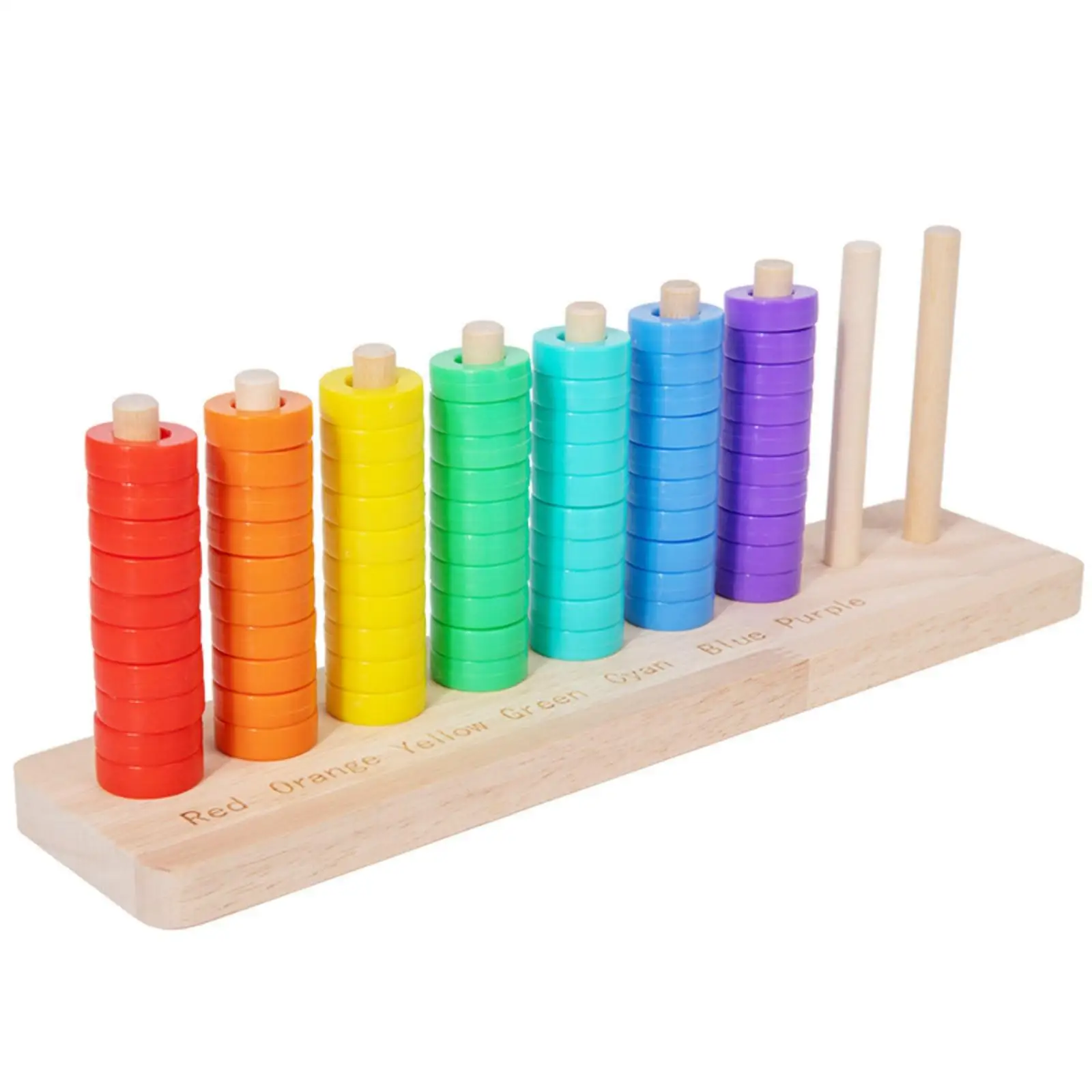 Wooden Rainbow Ring Game Educational Sorting Toy for Toddlers Fine Motor Skills Stacking Board with Pegs