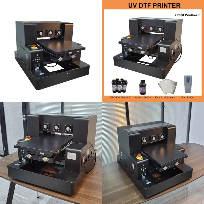 for XP600 Print Head UV DTG DTF Printer Automatic A3 Size UV Flat Varnish Printer for Sticker Mobile Phone Box Bottle Glass
