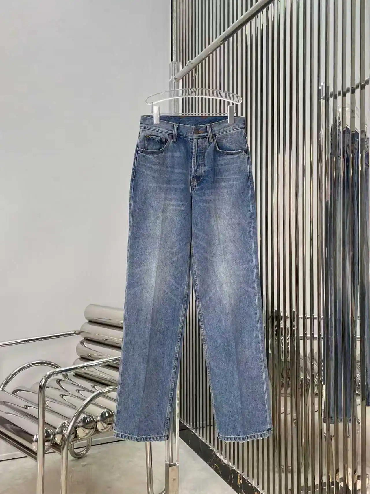 

Ретро джинсы из денима с высокой талией, прямые, повседневные, универсальные, модные женские брюки премиум-качества