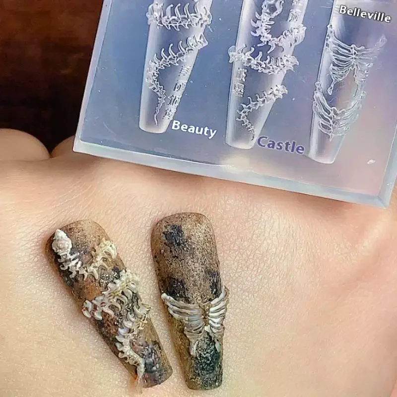 1 قطعة ثلاثية الأبعاد الهيكل العظمي الزواحف مسمار الفن العفن DIY بها بنفسك صالون ملحق سيليكون مسمار تصميم قالب لتصميم مانيكير الإبداعية