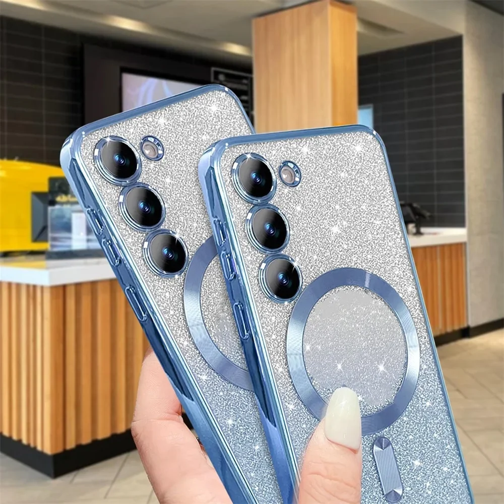 Glitzernde Hülle für Samsung Galaxy A56 A36 A16 A06 A17 A26 S24 FE S22 S21 S20 S23 Plus S26 S25 Ultra Magnetische Kabellose Abdeckung – Detail 2