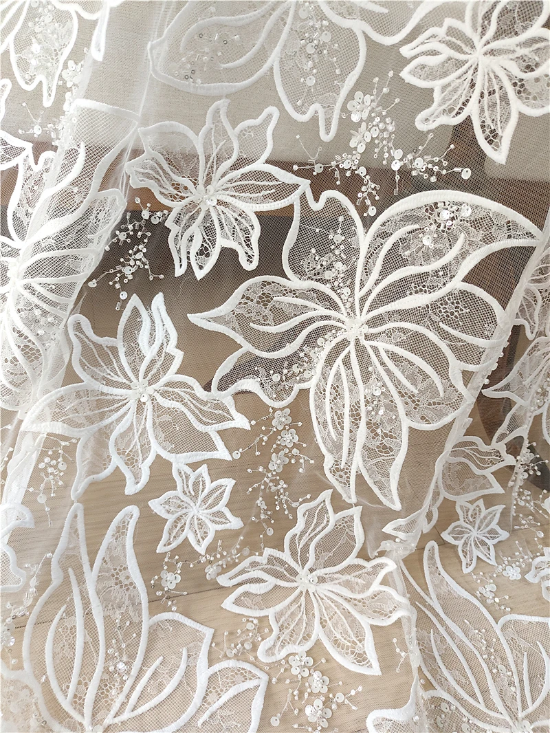 1Yard High Quality Tulle Mesh Lace Fabric Wedding Dress Fabric for Bride Fashion Dress 2024 NEW