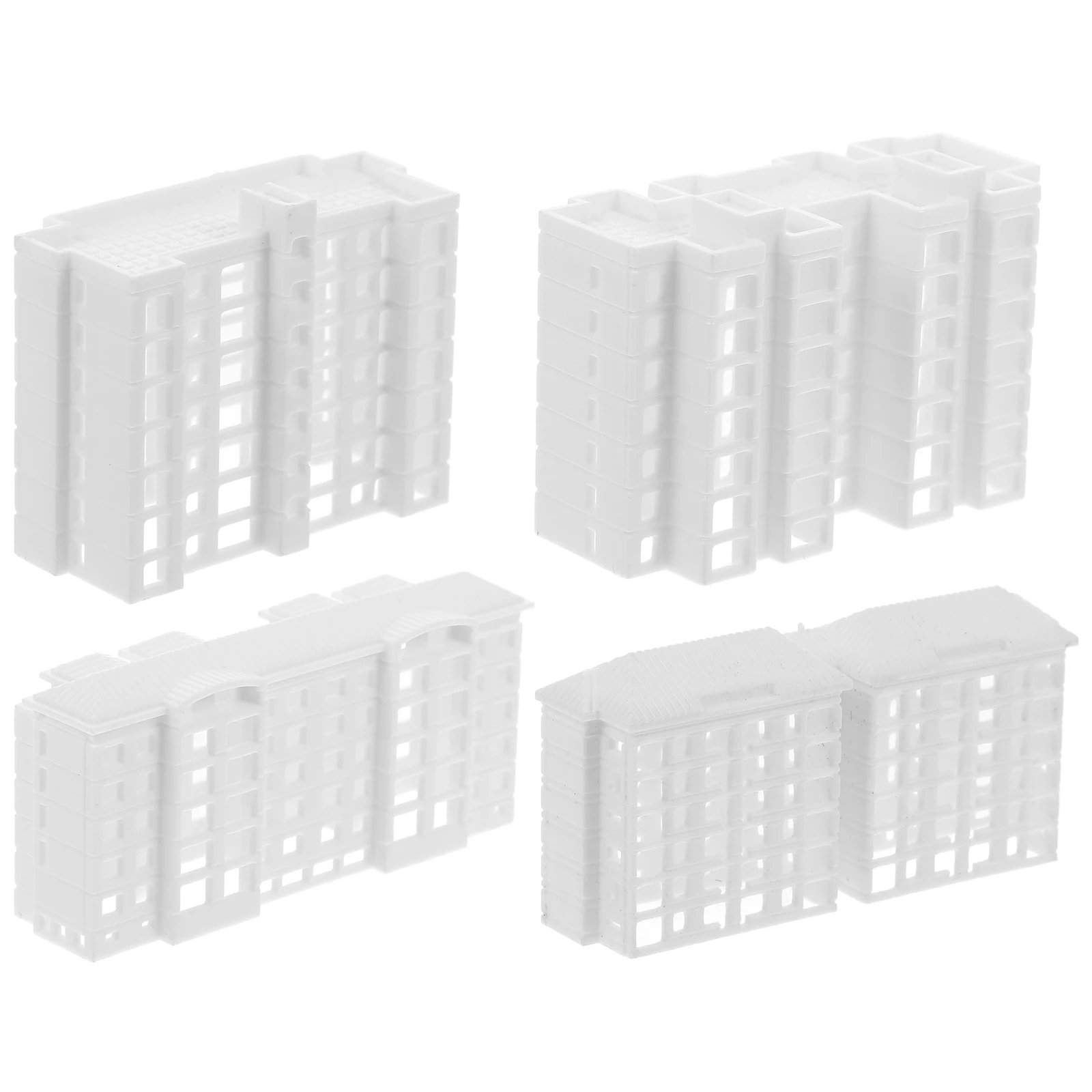 4pcs Miniature Apartment Building Model Microlandscape Diy Layout Prop Plastic Small Building Model Sand Table Mini Building