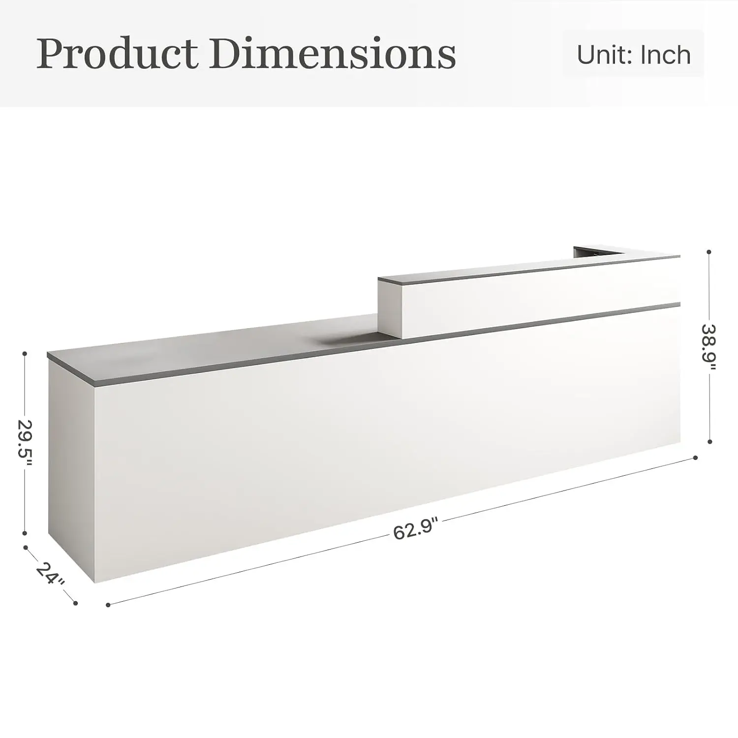 Modern Reception Desk with Counter, Storage, Keyboard Tray, and Lockable Drawers, Sleek Front Desk for Office,, Customized