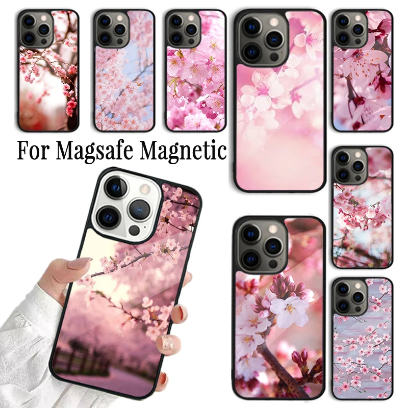 

Cherry Blossom Floral Phone Case Cover For iPhone 17 AIR 16 15 14 13 12 11 Pro Max Plus Wireless Magnetic Magsafe Shell