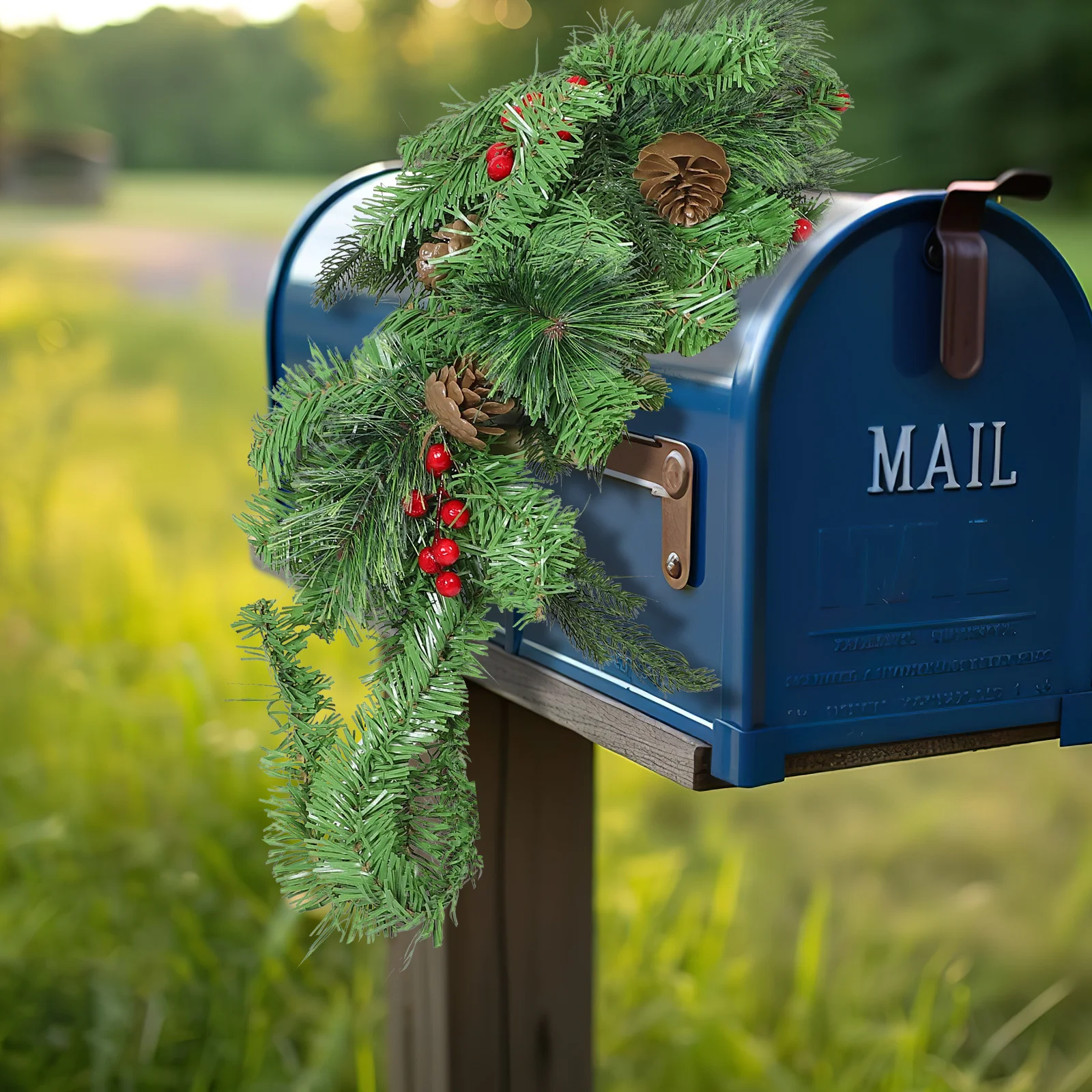 

Xmas LED Luminous Leaf Garland with Artificial Berries Greenery Branches for Fireplace Mantel Party Ornament Garland Lights