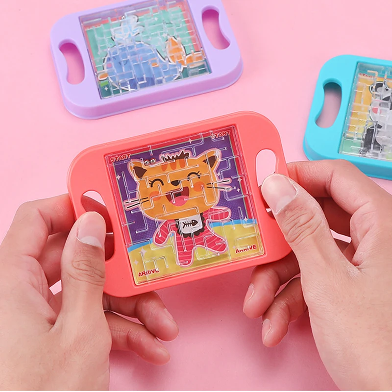 Cartoon Handheld Game Machine Toy Children Mini Palm Balance Maze Rolling Orbit Puzzle Gifts Magic Balance Ball Educational Toys