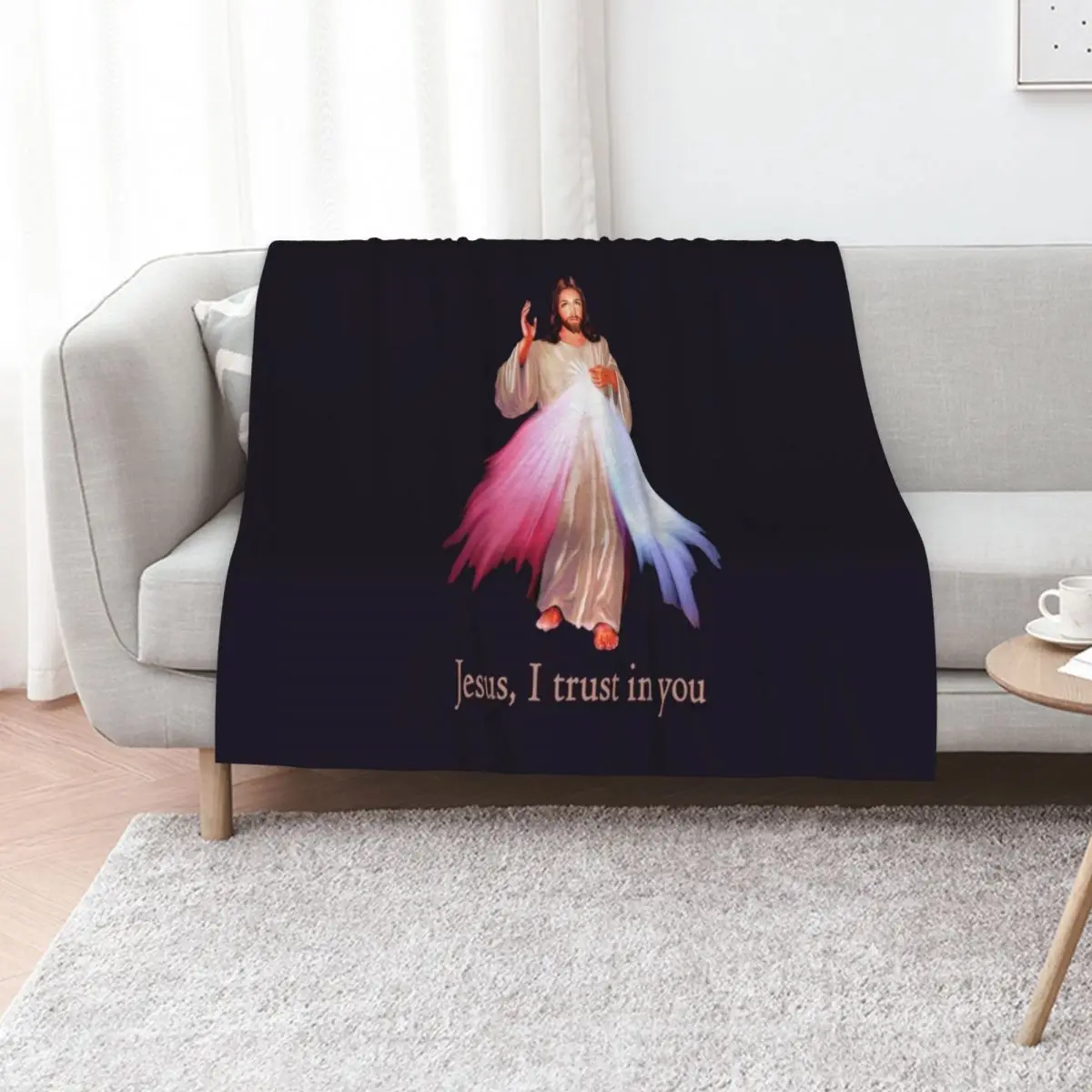 Jesus I trust you Divine Mercy Image (transparent background design) Throw Blanket Designers Nap Blankets