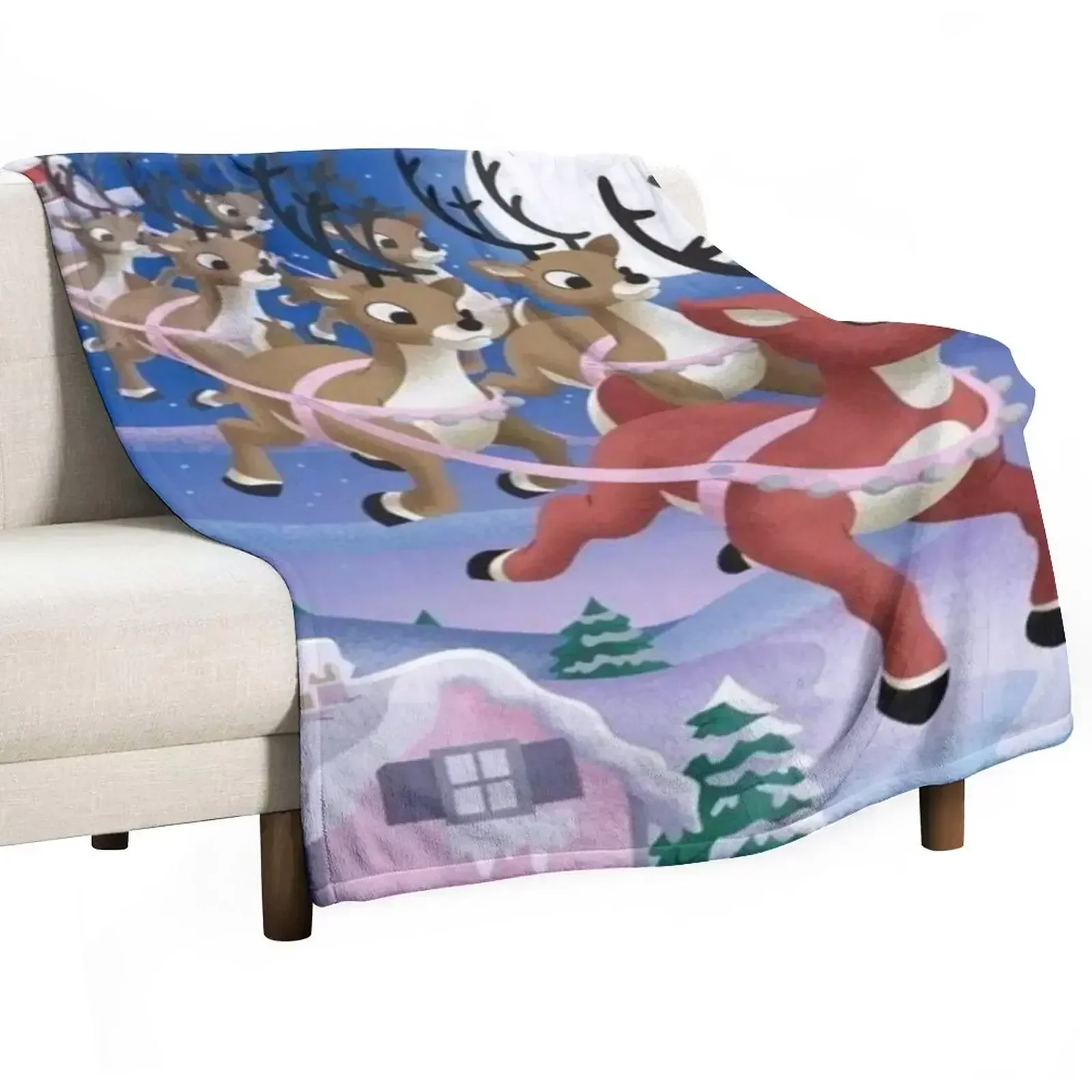 RUDOLPH THE REDNOSE REINDEER & FRIENDS Throw Blanket Giant Sofa Flannel Decorative Beds Soft Plaid wednesday Blankets
