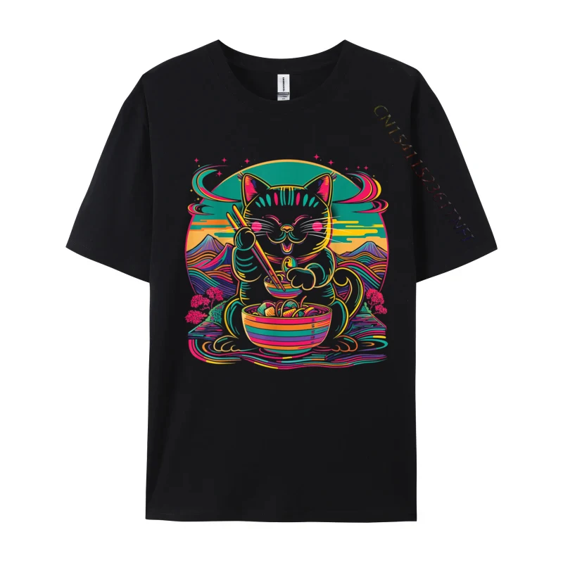 Maneki Neko Japanese Cat Lucky Ramen Noodles Birthday Slim Fit Cotton Men's Tops Shirts Tops Shirt Coupons T-shirts