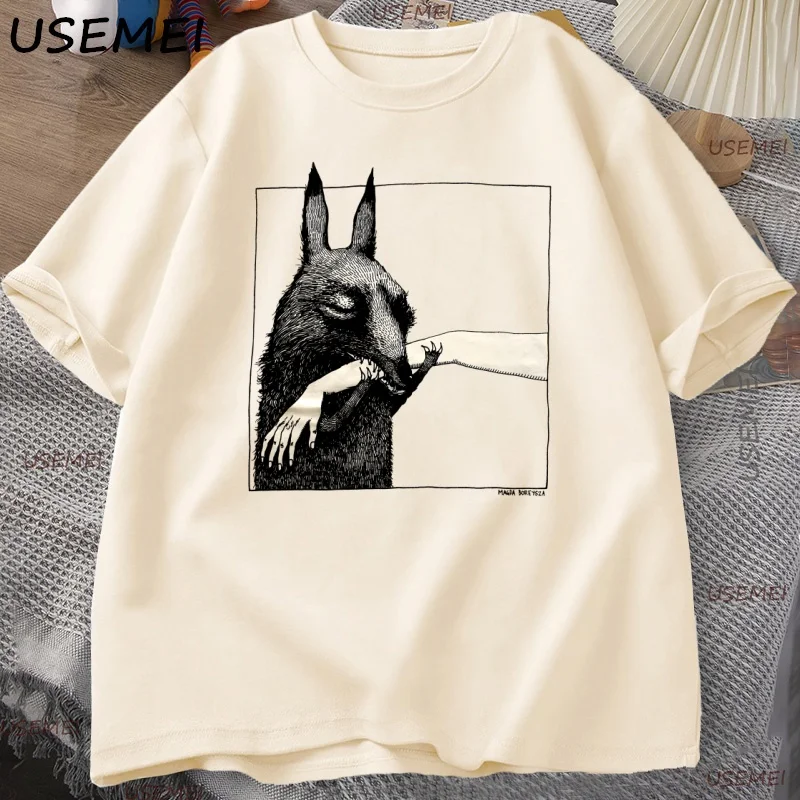 

Funny Creature Bite Hand T Shirt Animal Lover Tshirt Crewneck Cotton Short Sleeve Tshirt Man Clothes Streetwear Loose Tees