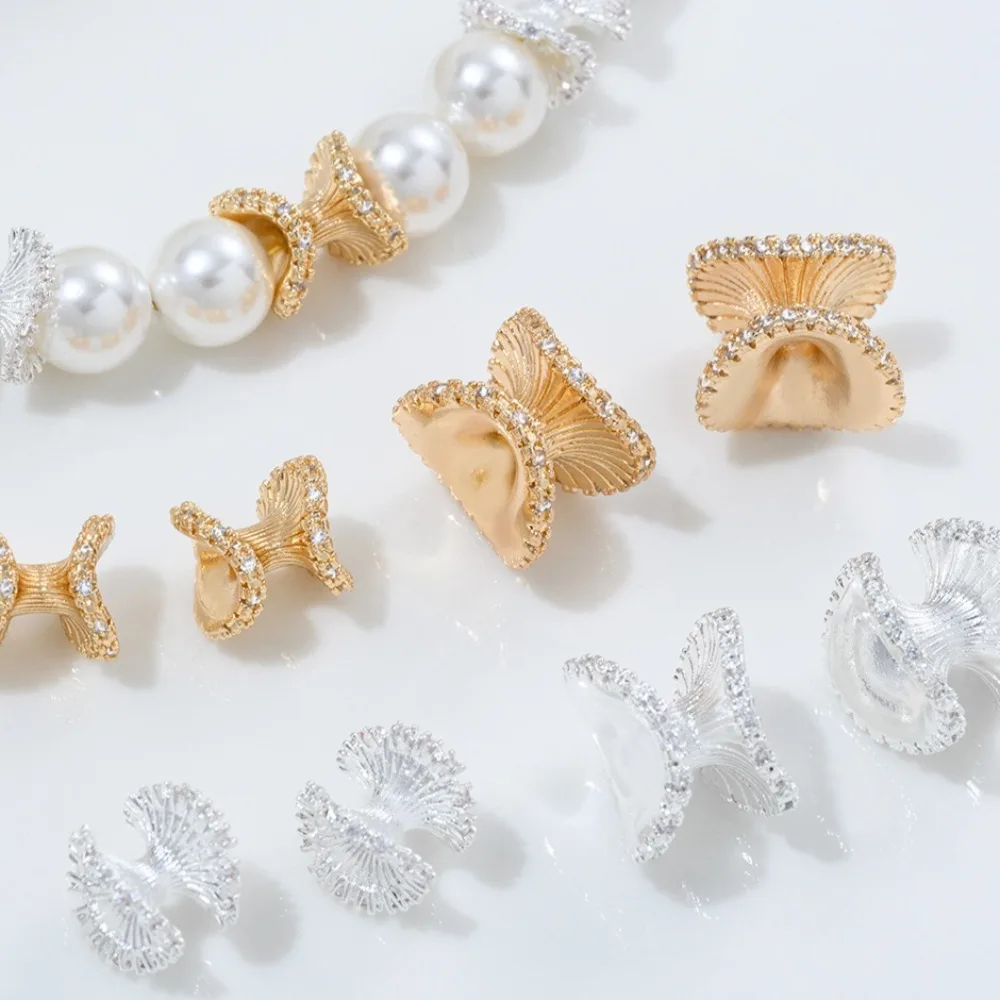 

Copper Beads 14K Gold Color Zircon Skirt Flower Trap Bead Handmade DIY Crystal String Pearl Hand Necklace Jewelry Accessories