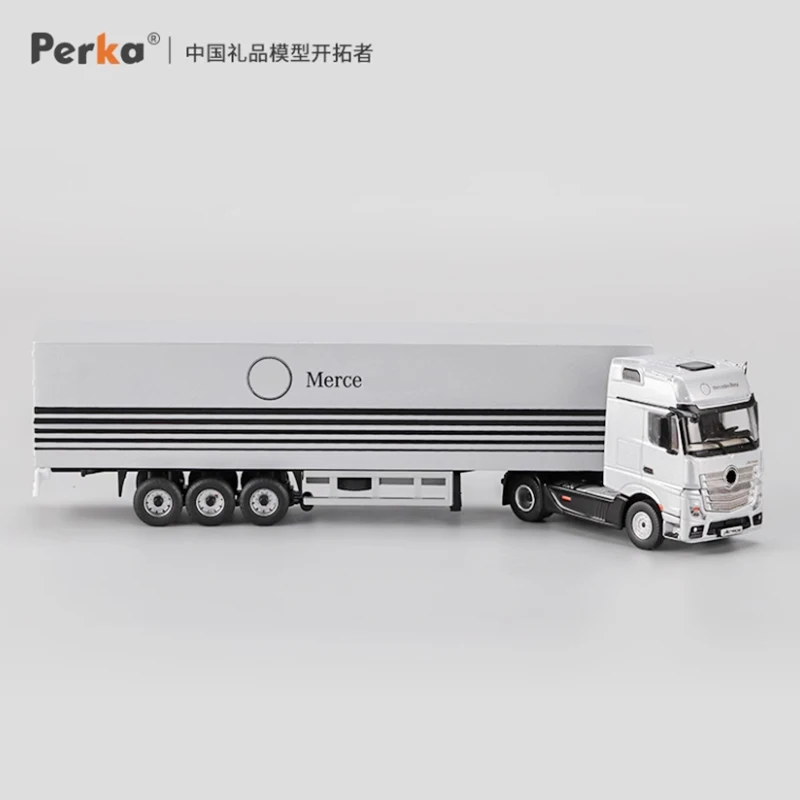Perka 다이캐스트 1:64 스케일 컨테이너 트럭 트랙터 합금 엔지니어링 자동차 모델 디스플레이 수집품 기념품 장식 소년 선물