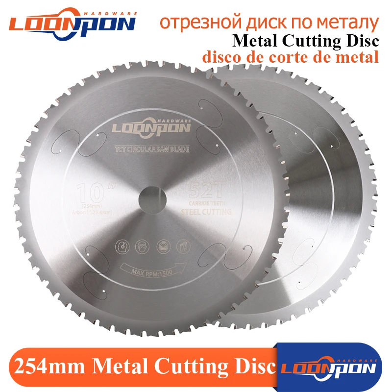 

Loonpon 254mm/10inch Metal Cutting Disc Carbide Circular Saw Blade For Steel Iron Aluminum Metal Cutting Blade Blades